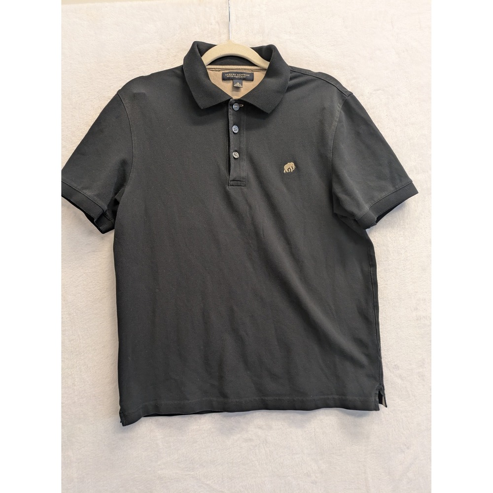 Banana Republic Mens Fitted Pique Polo Shirt Black Elephant Logo Size Small